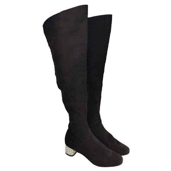 Vintage y2k Betsy Johnson Knee High Pearl Boots Sz 7 - Picture 1 of 11